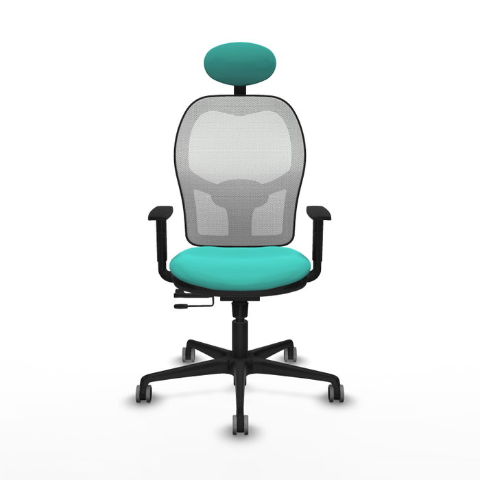 PIQUERAS Y CRESPO Silla de oficina Jorquera con mecanismo Sincro/Traslack Turquesa y Blanco