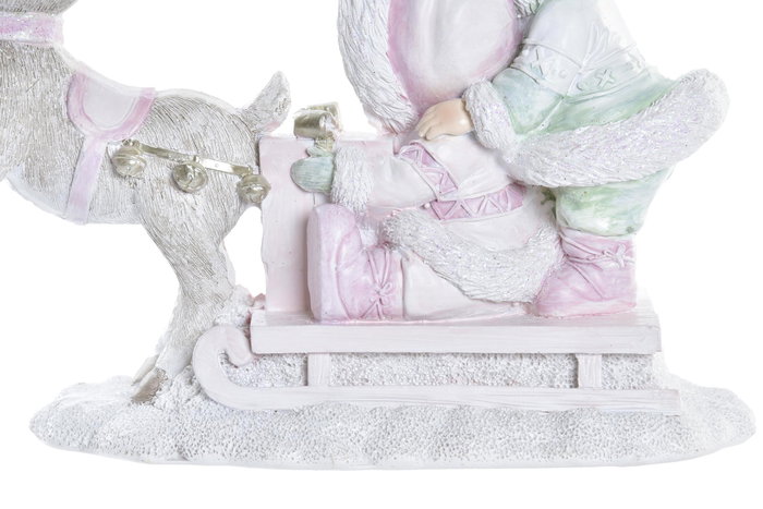 DKD Home Decor Figura de Resina Trineo Rosa y Blanco DKD Home Decor Figura de Resina Trineo Rosa y Blanco