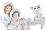 DKD Home Decor Figura de Resina Trineo Rosa y Blanco