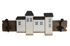 DKD Home Decor Perchero de Pared de Casas en Paulownia y Metal