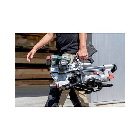 Metabo KGS 18 LTX BL 254 Sierra ingleteadora de 25.4 cm con 2 baterías de 8 Ah 18V LiHD, 4000 RPM, corte a 50 grados