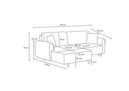 Atelier Del Sofa Sofá Cama Rinconero Gris 246x160x85 cm / Cama 210x135 cm