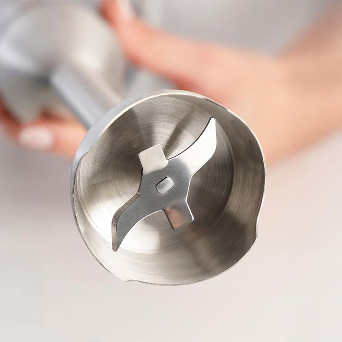 Edm Batidora de Mano 1700W con Accesorios - Picadora 500ml, Vaso Medidor 600ml, Acero Inoxidable, Cromado / Negro