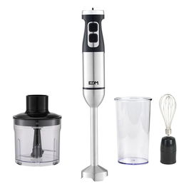 Edm Batidora de Mano 1700W con Accesorios - Picadora 500ml, Vaso Medidor 600ml, Acero Inoxidable, Cromado / Negro