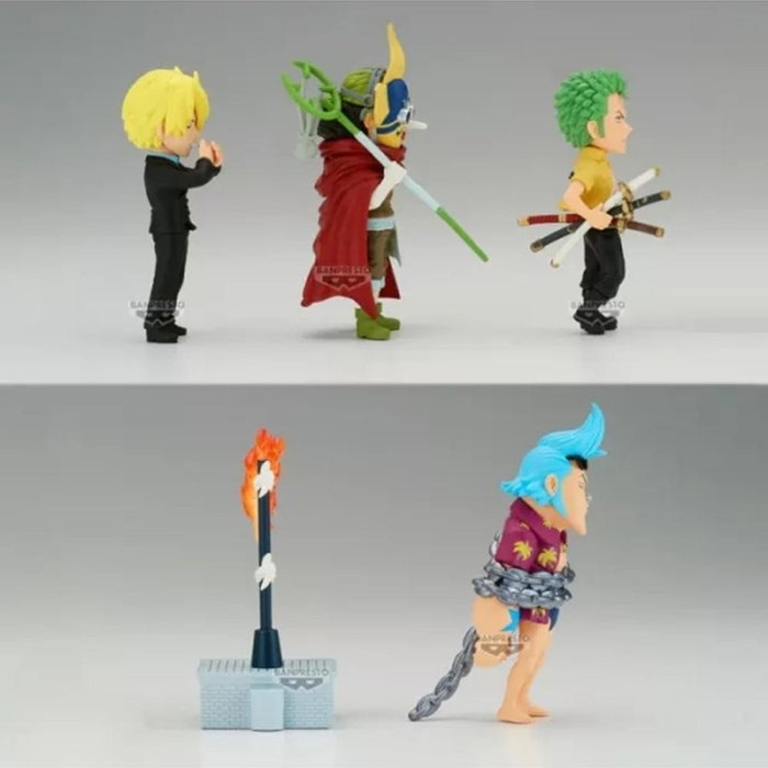 Banpresto Figura One Piece World Collectable Figure Enies Lobby 2 Sanji Sogeking Roronoa Zoro Franky 7cm PVC Coleccionable