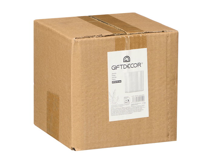 Giftdecor Jarrón Aparenza Cilindro Acrílico Transparente, 15 cm de Ancho x 15 cm de Alto x 15 cm de Largo (Set de 12)