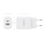 Aisens Cargador GaN 30W con USB-C PD3.0/QC4.0 y USB-A QC3.0 Blanco