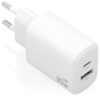 Aisens Cargador GaN 30W con USB-C PD3.0/QC4.0 y USB-A QC3.0 Blanco
