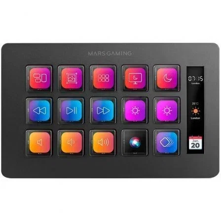 Mars Gaming Stream Deck Slim MSD-ONE 15 Teclas LCD Negro Controladores de Streaming