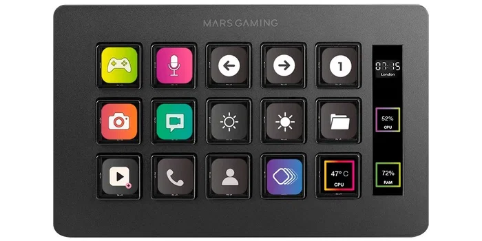 Mars Gaming MSD-ONE Stream Deck Slim con 15 teclas LCD, Negro Mars Gaming MSD-ONE Stream Deck Slim con 15 teclas LCD, Negro