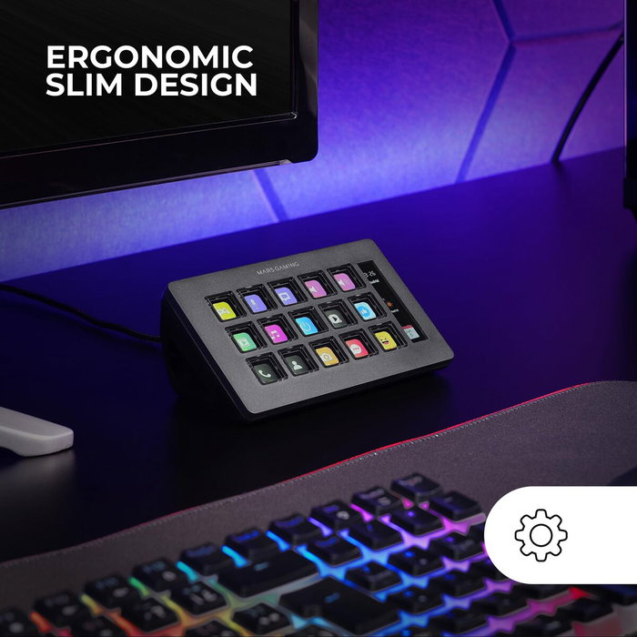 Mars Gaming Stream Deck Slim MSD-ONE Negro con 15 Teclas LCD