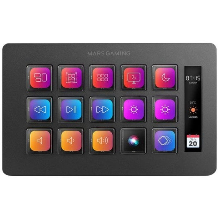 Mars Gaming Stream Deck Slim MSD-ONE Negro con 15 Teclas LCD