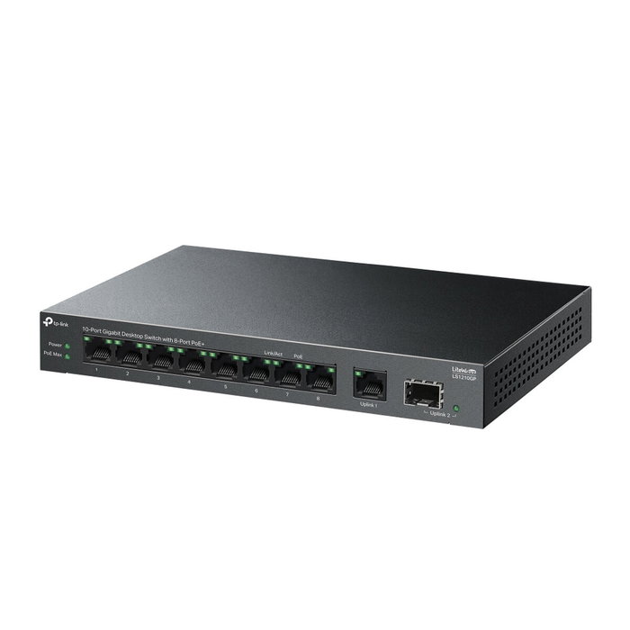 TP-Link LS1210GP Switch Gigabit de 10 puertos con 8 puertos PoE+ TP-Link LS1210GP Switch Gigabit de 10 puertos con 8 puertos PoE+
