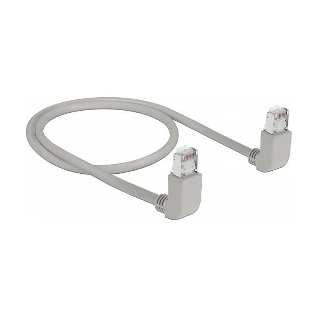 DeLOCK Cable de red RJ45 Cat.6A S/FTP angulado 0,5 m Gris