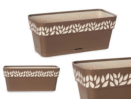 Stefanplast Jardinera Plástico 30 cm Cloe Marrón con Reserva de Agua 29.3 x 13.3 x 12.3 cm (Set de 12)