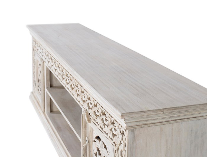 GINER Y COLOMER Mueble TV Madera Mango Blanco Envejecido 180 cm GINER Y COLOMER Mueble TV Madera Mango Blanco Envejecido 180 cm
