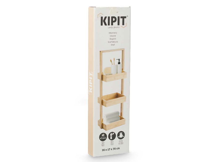 Kipit Estantería Bambú Triple 70x17x7 cm Natural (Set de 6)