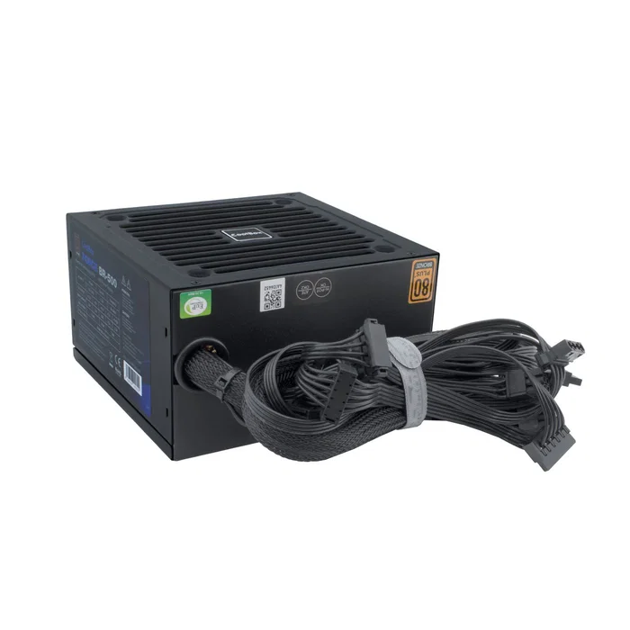 CoolBox Force BR-500 Fuente de Alimentación ATX 500W 80 Plus Bronze, Certificación 85%, PFC Activo, Ventilador 120mm, Cables Mallados, Modelo COO-PWEP500-85S