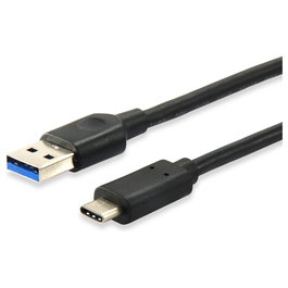 Equip Cable USB 3.2 Gen 2 (10Gbps) de Carga y Datos USB-A a USB-C, 1m, Negro, 3A, 12834107