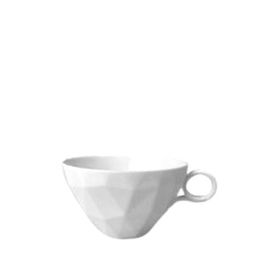 Summa Taza Diamond desayuno con asa 21 cl, porcelana blanca marfil grabada, diametro 11 cm (Set de 6)