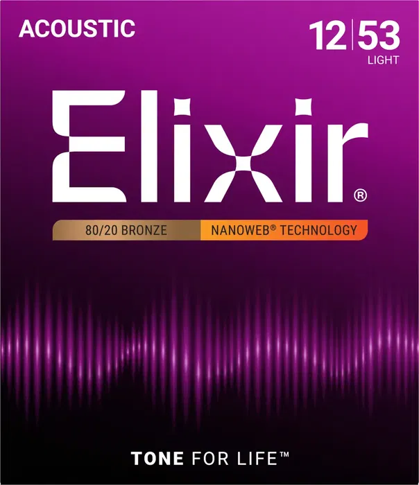ELIXIR Juego Acústica Nanoweb 80/20 Bronze L 12-53