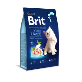 Brit Premium Cat Kitten Chicken 8kg - Alimento para Gatitos 4-12 Meses, Rico en Pollo, Salmón y Prebióticos
