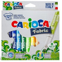 CARIOCA Estuche 12 rotuladores Fabric para tejidos punta gruesa