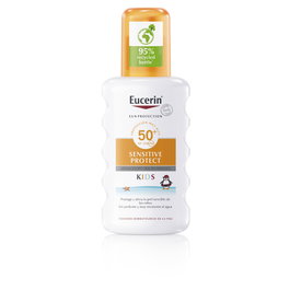 Eucerin Sun Sensitive Protect Kids Protector Solar Spray SPF 50+ Niños 200 ml - Con Tecnología Antimanchas, Muy Resistente al Agua, Apto para Piel Atópica