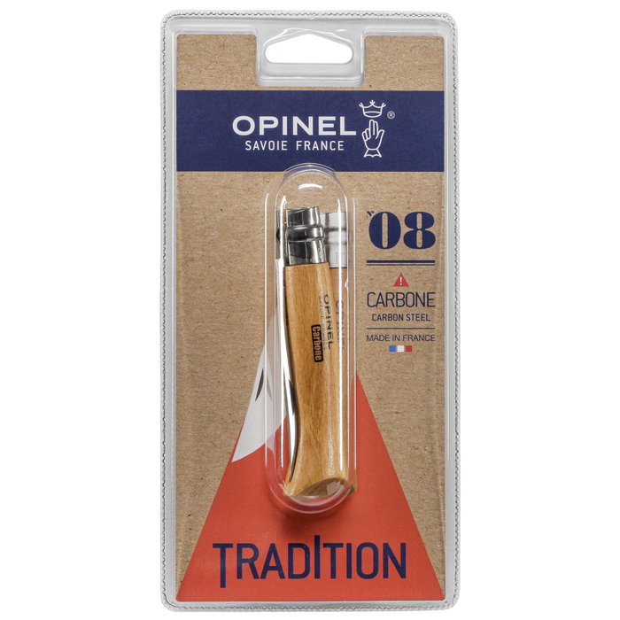 Opinel Cuchillo No. 08 Carbono con mango de madera Opinel Cuchillo No. 08 Carbono con mango de madera