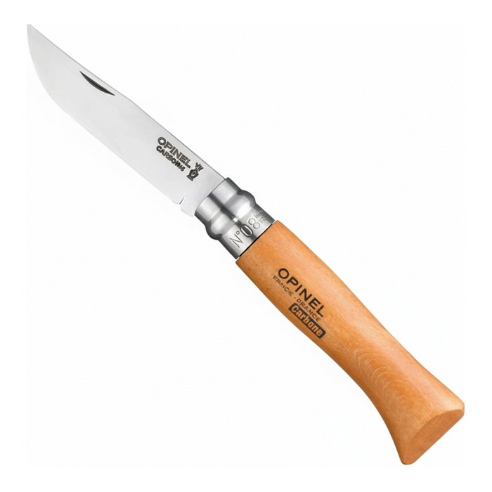 Opinel Cuchillo No. 08 de carbono con mango de madera Opinel Cuchillo No. 08 de carbono con mango de madera