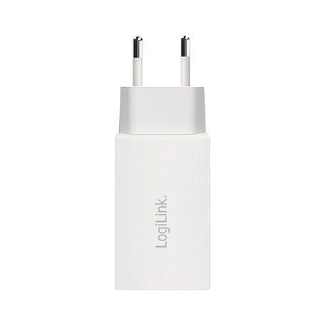 LogiLink PA0367 Cargador USB-C de 65 W con tecnología GaN, 2 puertos, Blanco