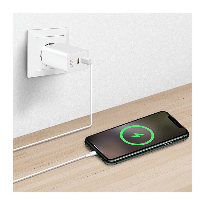 LogiLink Cargador USB-C 65 W GaN con 2 puertos USB-C, Blanco