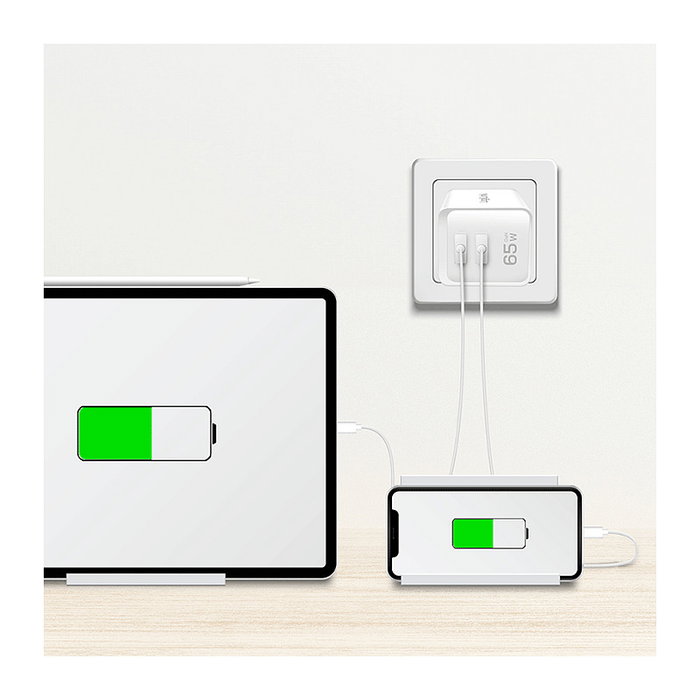 LogiLink Cargador USB-C 65 W GaN con 2 puertos USB-C, Blanco