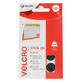 VELCRO Puntos de contacto autoadhesivos Gancho y Bucle 16mm, 16 sets, Negro