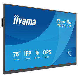 Iiyama TN7505A-B1AG - Panel Interactivo Táctil 4K Ultra HD 74.5 Pulgadas (189.3 cm) IPS, USB-C 65W, 2 Altavoces, Montaje VESA, para Educación