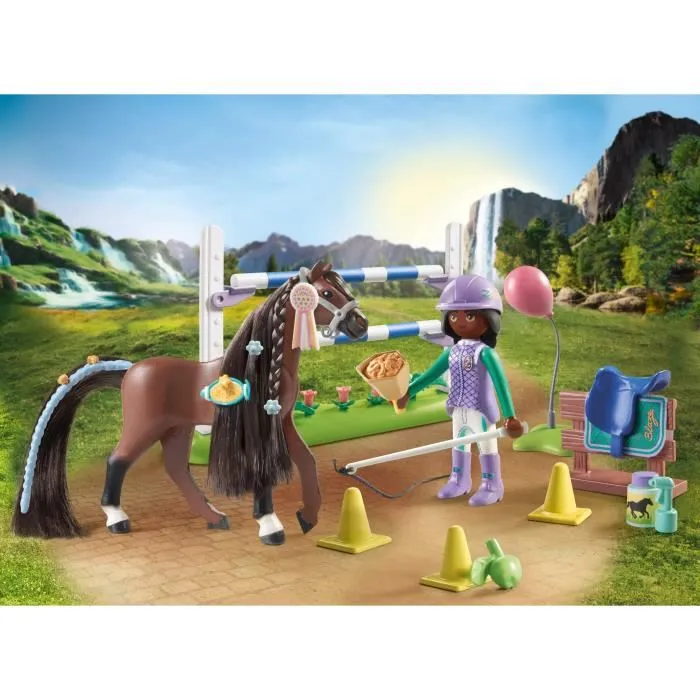 Playmobil 71355 Zoe & Blaze con Carrera de Obstáculos - Caballos de la Cascada - Con Obstáculos Modulares - A Partir de 5 Años