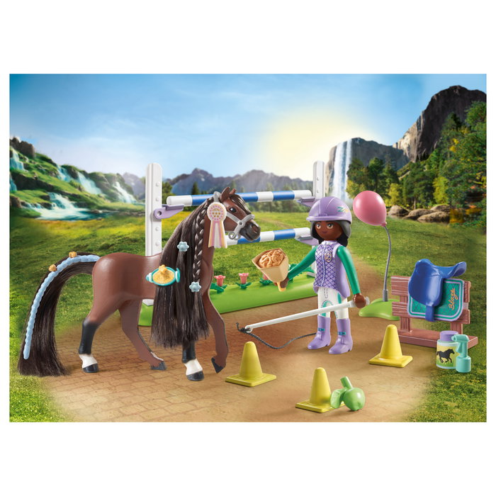Playmobil 71355 Set Granja Horses of Waterfall con Zoe & Blaze y Pista de Carreras para Niños de 5 a 12 Años