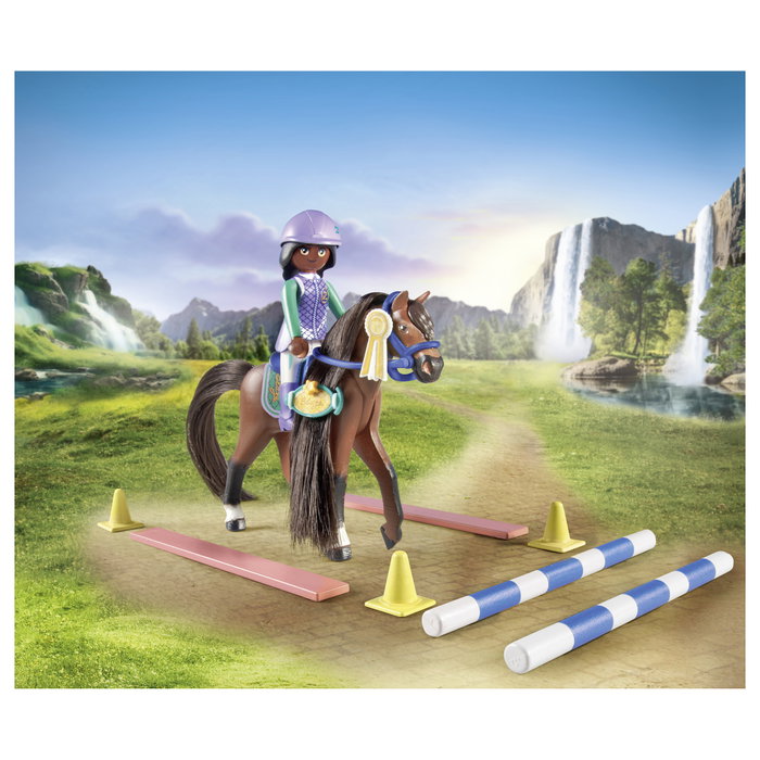 Playmobil 71355 Set Granja Horses of Waterfall con Zoe & Blaze y Pista de Carreras para Niños de 5 a 12 Años