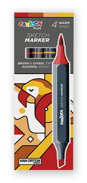 Carioca Plus Sketch Marker Rotuladores de Doble Punta, Caja de 4 Colores Rojos