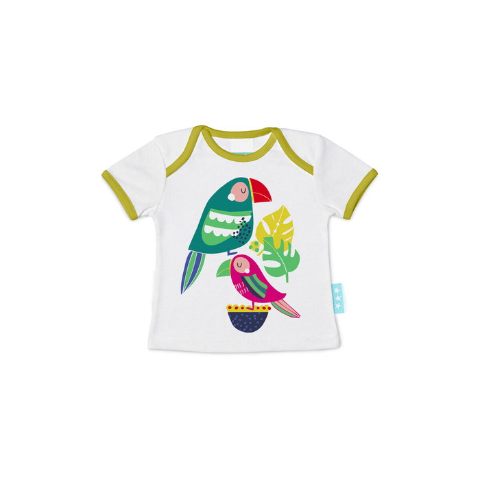 Camiseta de Manga Corta Infantil HappyFriday Moshi Moshi Pretty Parrots Multicolor 6-9 Meses Camiseta de Manga Corta Infantil HappyFriday Moshi Moshi Pretty Parrots Multicolor 6-9 Meses
