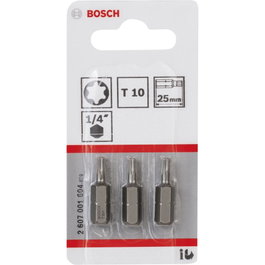 Bosch Juego de 3 puntas de destornillador Torx T10 XH 25 mm