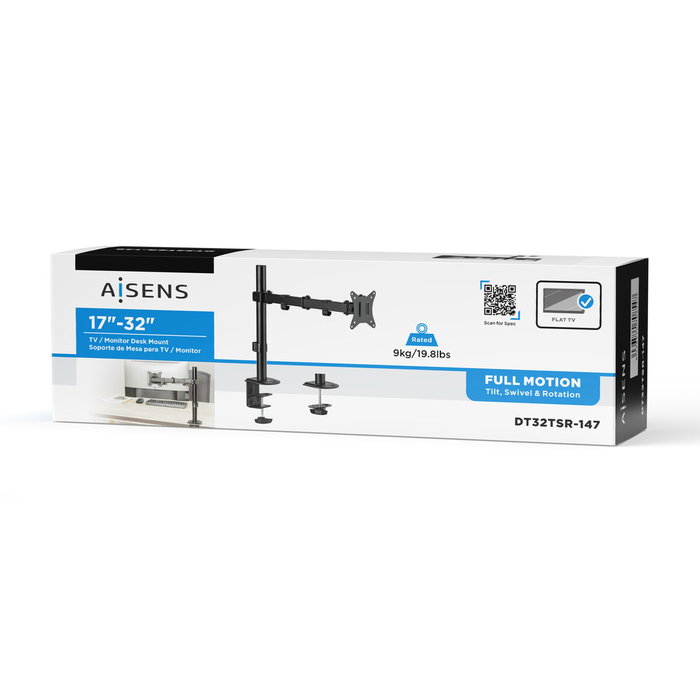 Aisens Soporte de Mesa ECO Giratorio e Inclinable para Monitor/TV 17-32 Pulgadas, Negro