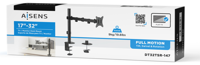 Aisens Soporte de Mesa ECO Giratorio e Inclinable para Monitor/TV 17-32 Pulgadas, Negro