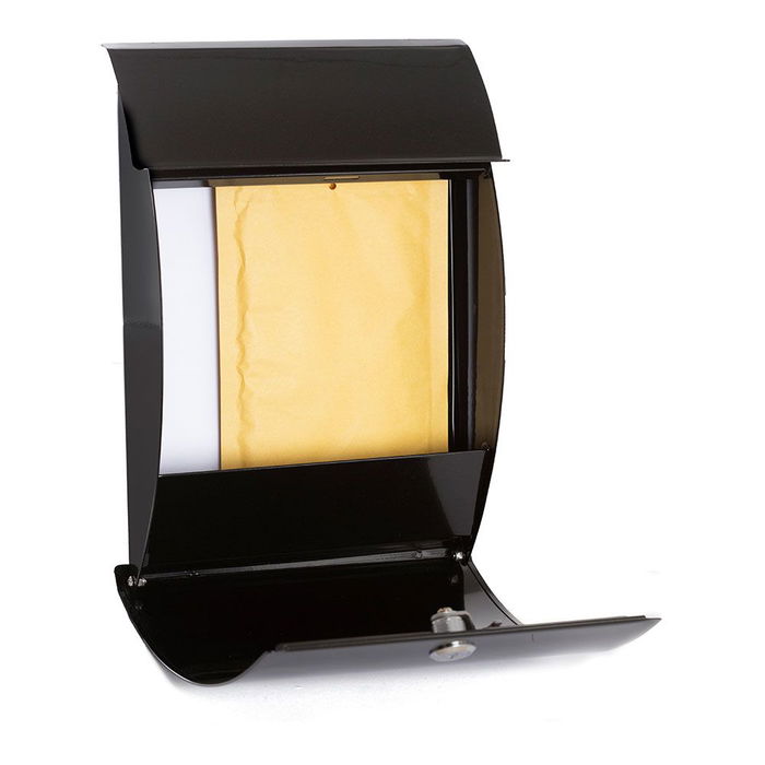 Arregui Buzón Galán Exterior Acero Negro S (A5) - Boca 17.5x3 cm, Medidas 21x7.5x29 cm con Tarjetero y Llaves