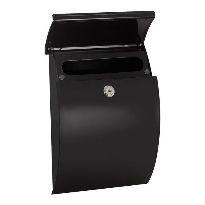 Arregui Buzón Galán Exterior Acero Negro S (A5) - Boca 17.5x3 cm, Medidas 21x7.5x29 cm con Tarjetero y Llaves