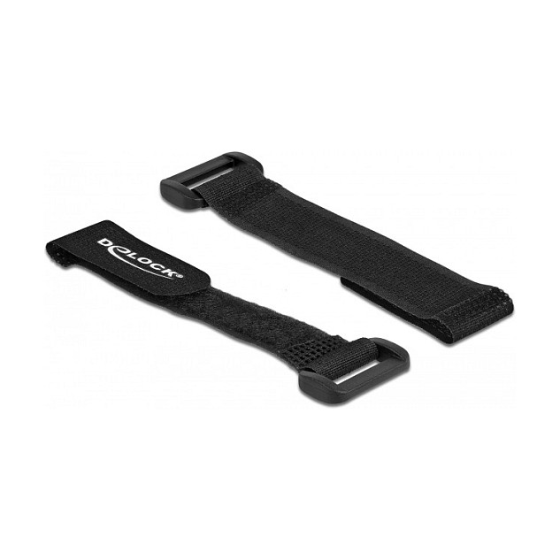 DeLOCK Bridas para cables con gancho y lazo 280 x 38 mm Negro, 3 piezas
