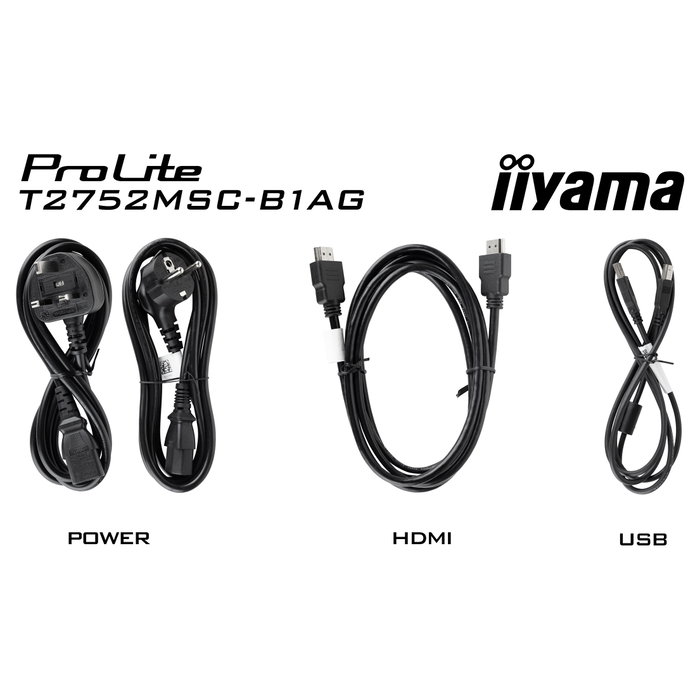 Iiyama ProLite T2752MSC-B1AG Monitor Táctil de 68.6 cm (27") Full HD IPS, 1920 x 1080, 100 Hz, 5 ms, HDMI, DisplayPort, USB, Negro