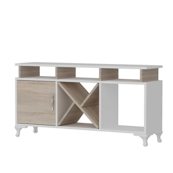 Hanah Home Soporte TV Moderno Blanco y Córdoba 120cm x 53.6cm x 29.5cm