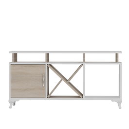 Hanah Home Soporte TV Moderno Blanco y Córdoba 120cm x 53.6cm x 29.5cm
