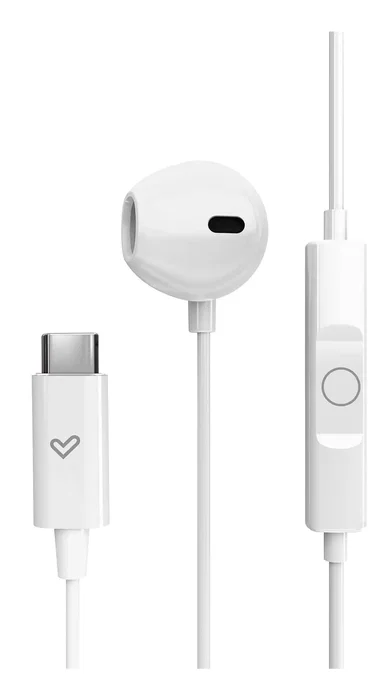 Energy Sistem Auriculares EasyPods USB-C tipo botón con micrófono intraurales, cable, Sonido HD, Color Blanco
